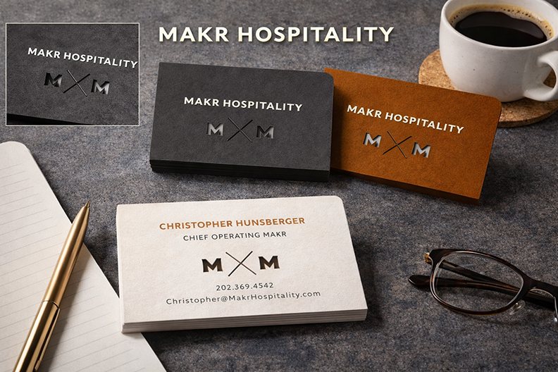Makr Hospitality letterpress business cards